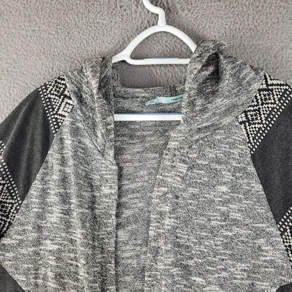 Maurices Cardigan Open Front Women's Medium Gray Hooded Layered Look Office - Picture 2 of 5